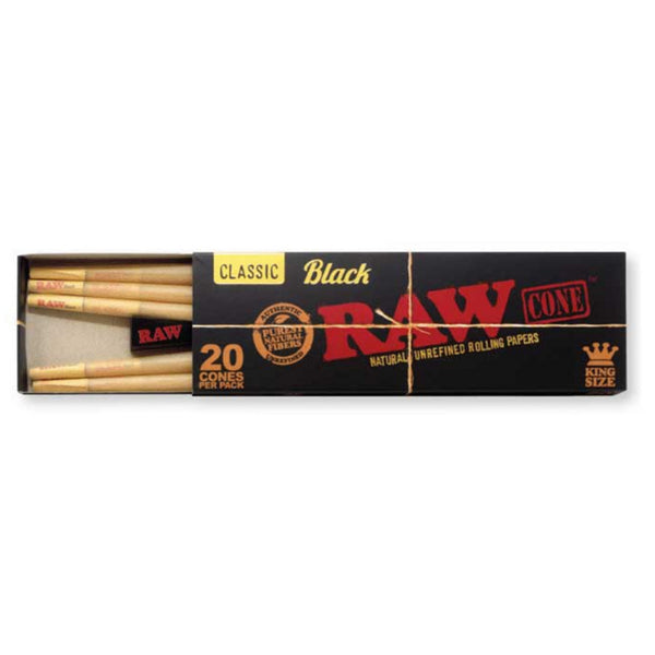 Raw Classic Black King Size Pre Rolled Cone - 20 Pack