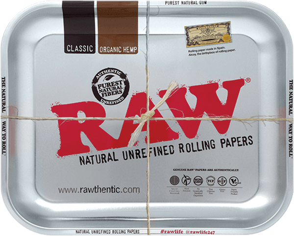 RAW Silver Metal Rolling Tray Large 14 x 11 Inch