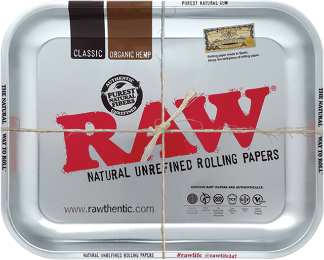 RAW Silver Metal Rolling Tray Large 14 x 11 Inch