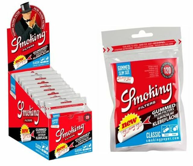 Smoking Classic Slim Blue Gummed Filters 10ct